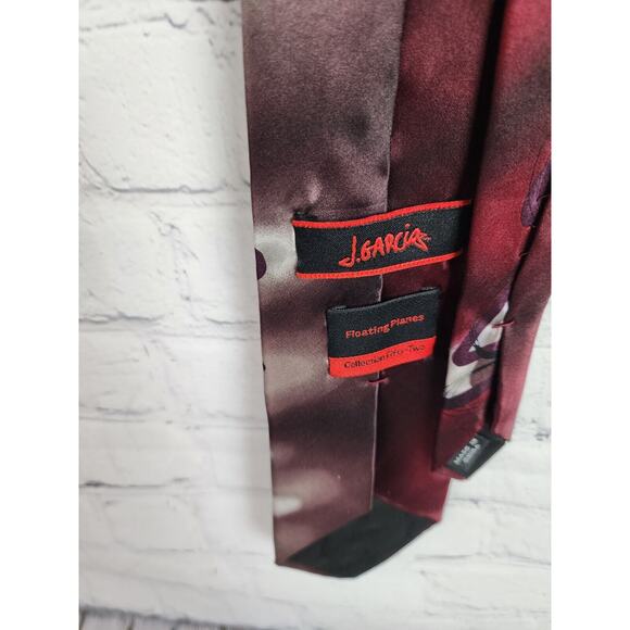 J. Garcia FLOATING PLANES Collection 52 100% Silk Men’s Neck Tie Red White - Picture 3 of 3